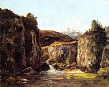 Rocks Canvas Paintings - The Source among the Rocks of the Doubs